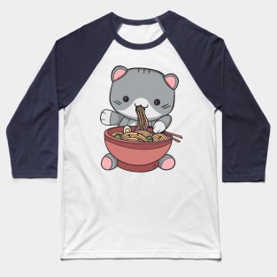 Kawaii Ramen Cat Baseball T-Shirt